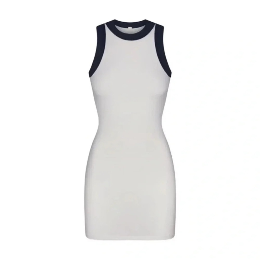 SKIMS White and Black Mini Dress